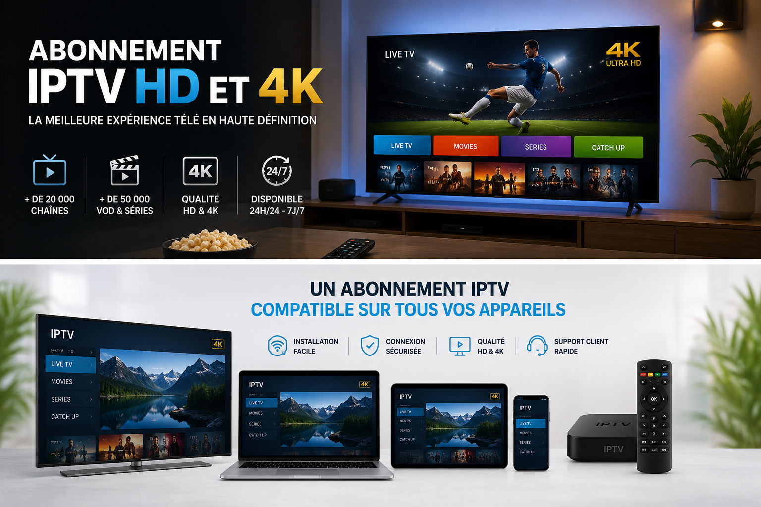 Appareils compatibles avec un Abonnement IPTV HD et 4K